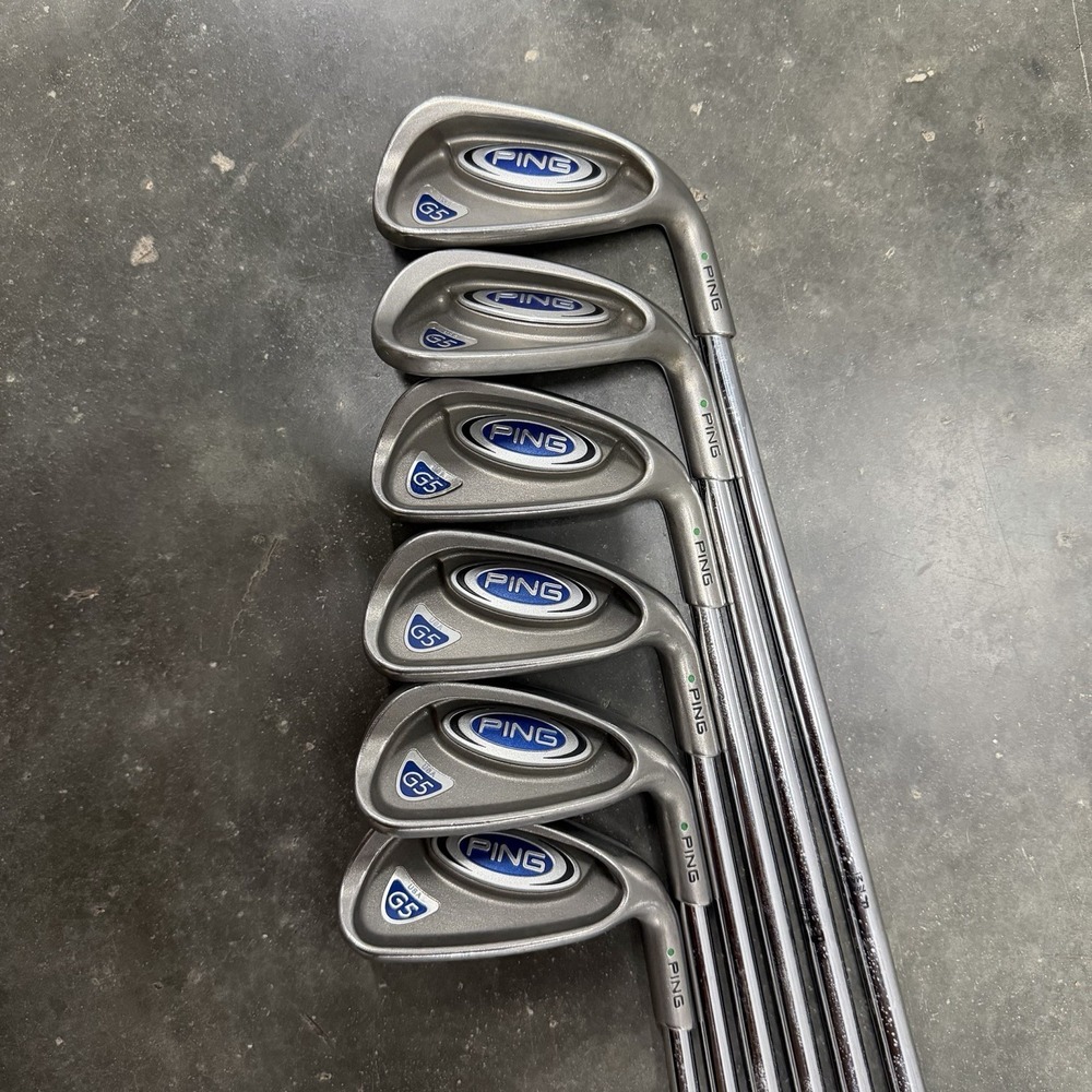 Lot / Set of 6 Golf Clubs : PING G5 Irons 6 7 8 9, Sand, Wedge, RH, Green Dot